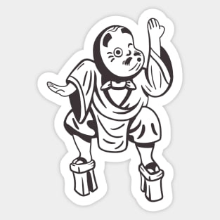 Funny dancing Hyottoko performer. Japanese traditions Sticker